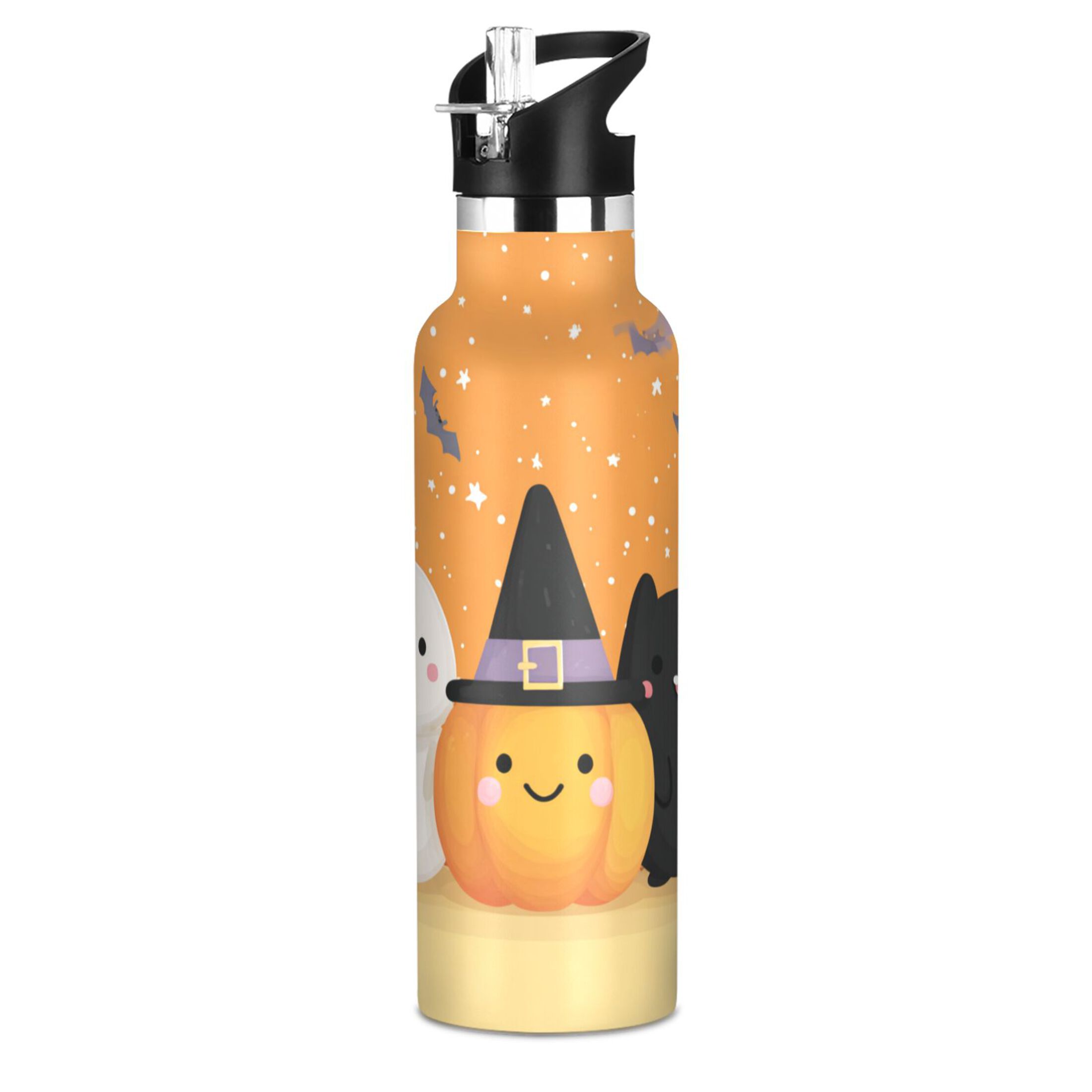 Kids Insulated Stainless Steel Sports Water Bottle 600ml (20oz) Snowman and Pumpkin