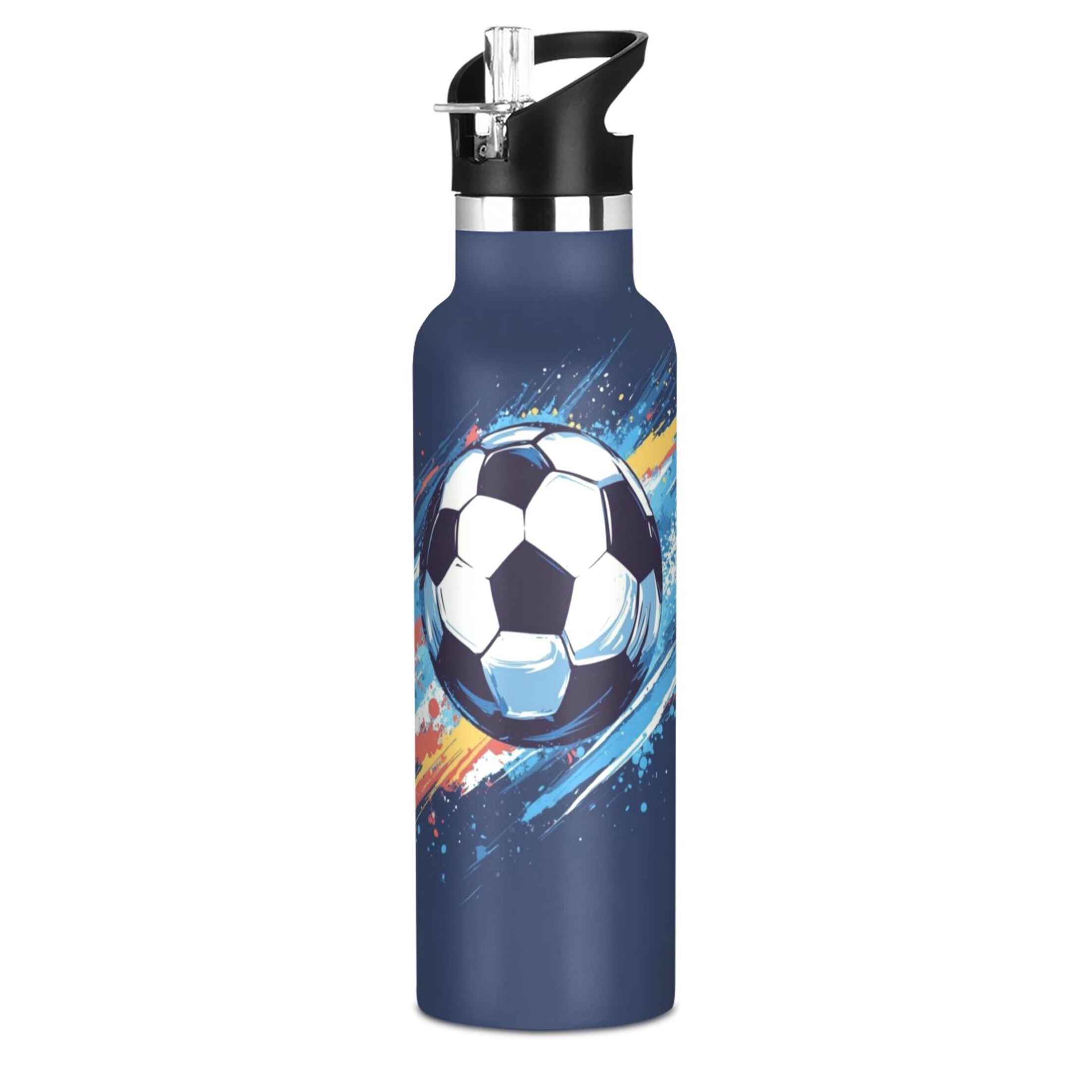 Kids Insulated Stainless Steel Sports Water Bottle 600ml (20oz) Soccer Ball in Space