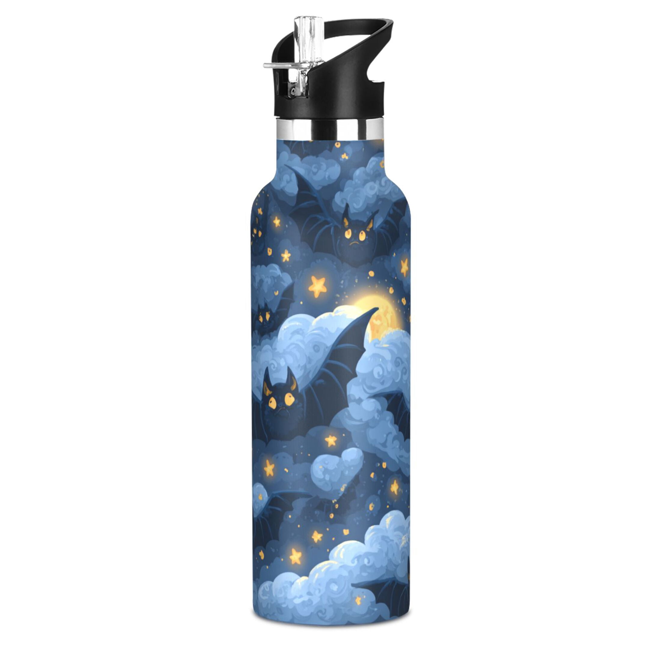 Kids Insulated Stainless Steel Sports Water Bottle 600ml (20oz) Stars and Bats