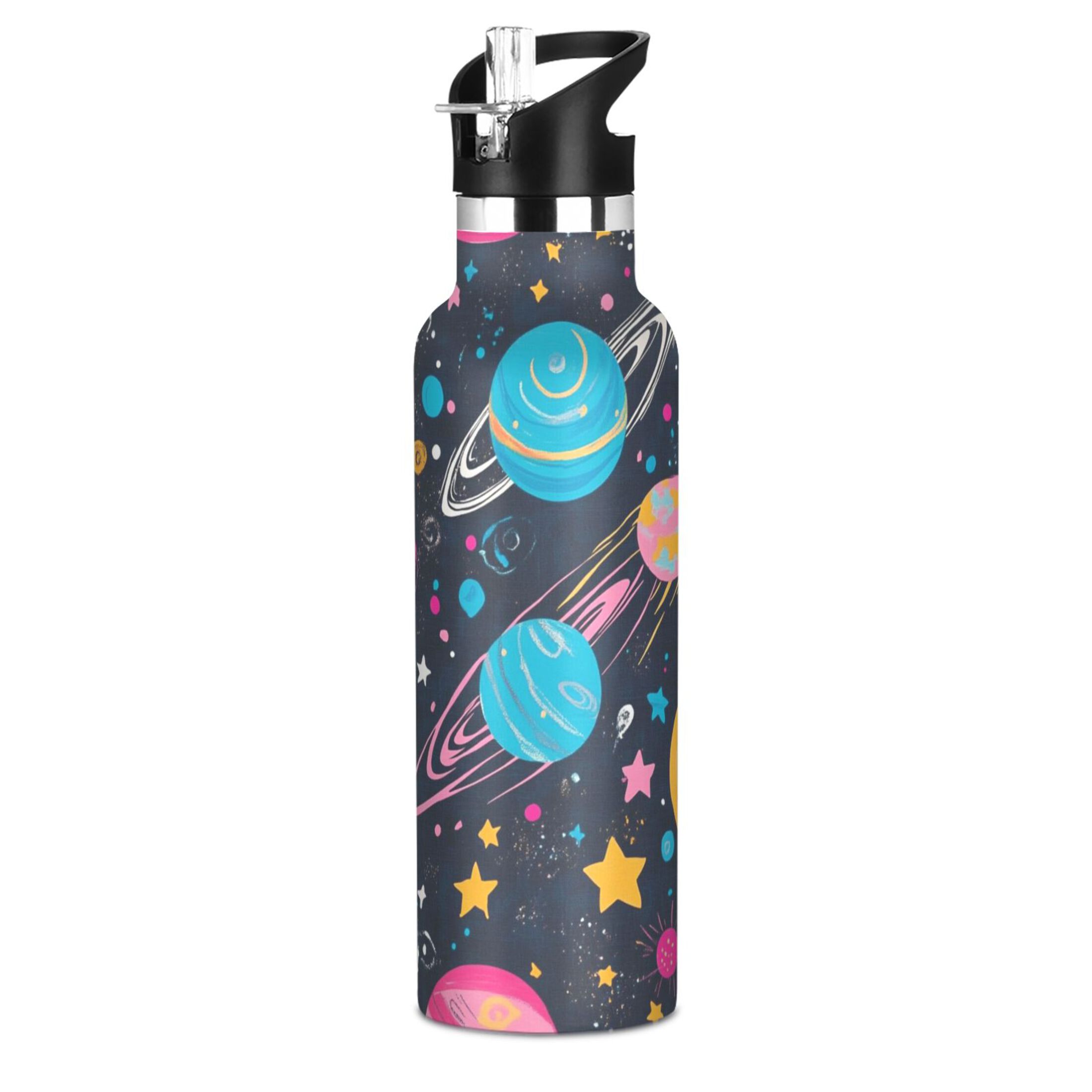 Kids Insulated Stainless Steel Sports Water Bottle 600ml (20oz) Stars and Planets Pattern
