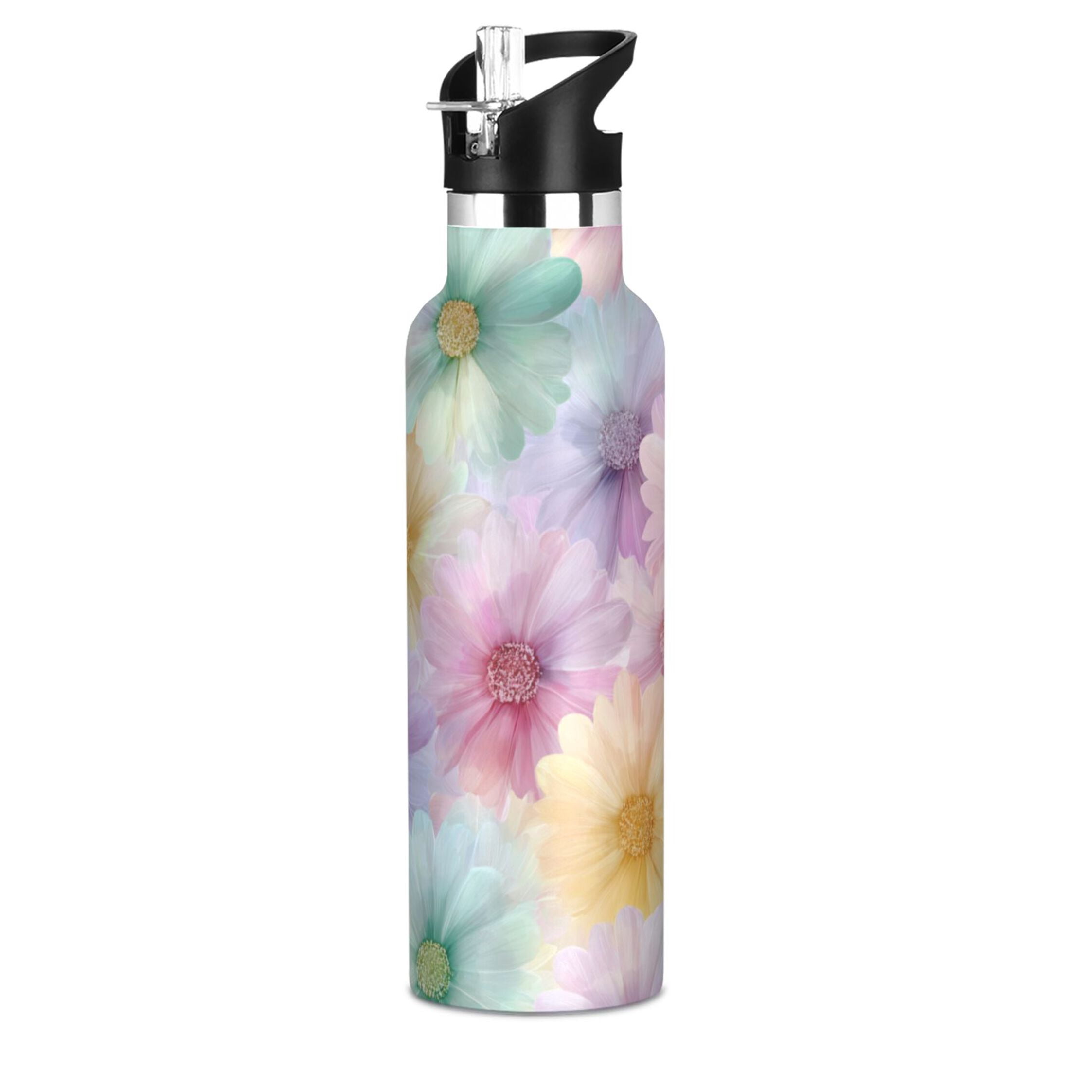 Kids Insulated Stainless Steel Sports Water Bottle 600ml (20oz) Tie-dye Daisies