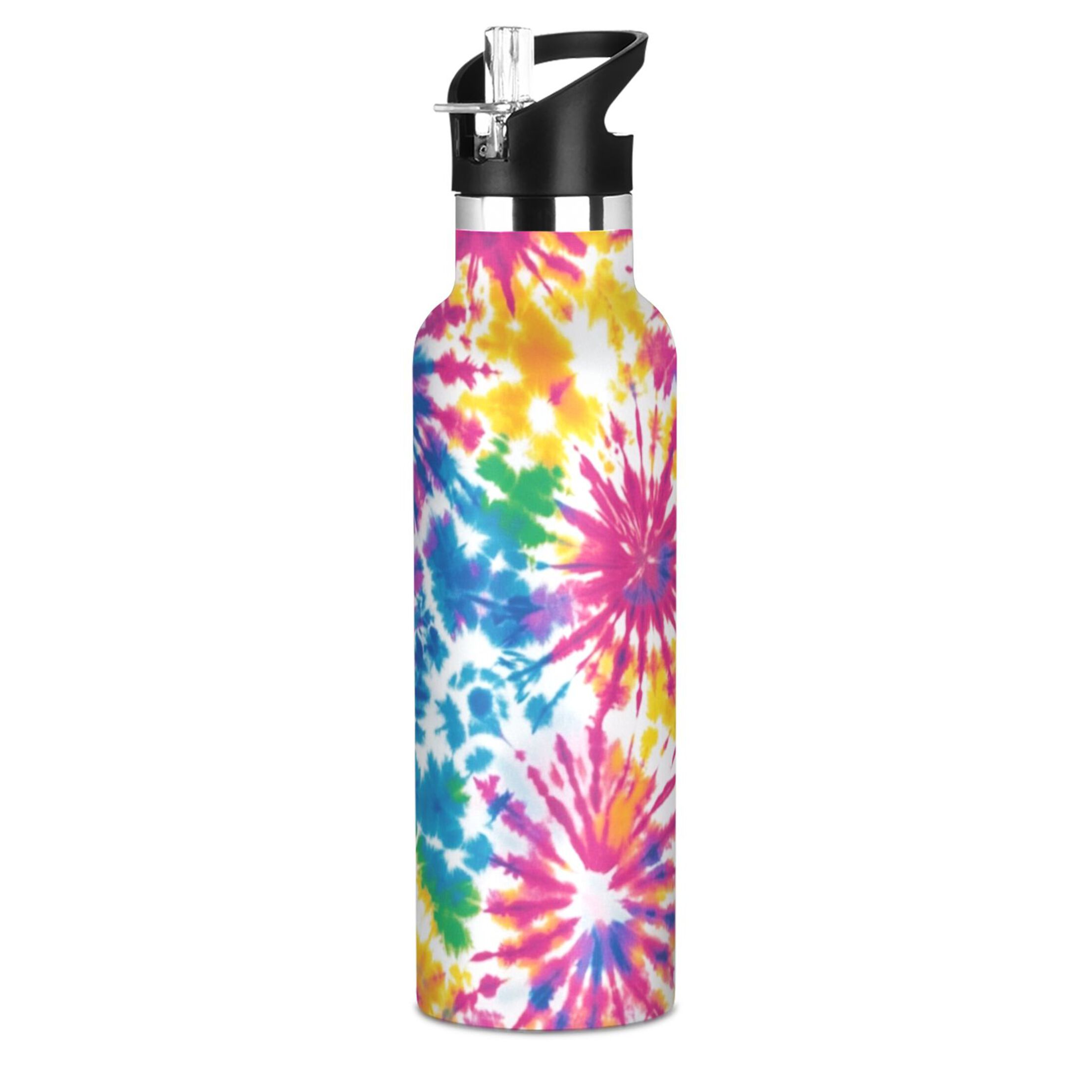 Kids Insulated Stainless Steel Sports Water Bottle 600ml (20oz) Tie-dye Pattern
