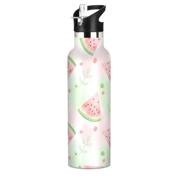 Kids Insulated Stainless Steel Sports Water Bottle 600ml (20oz) Triangular Watermelon Slice Pattern