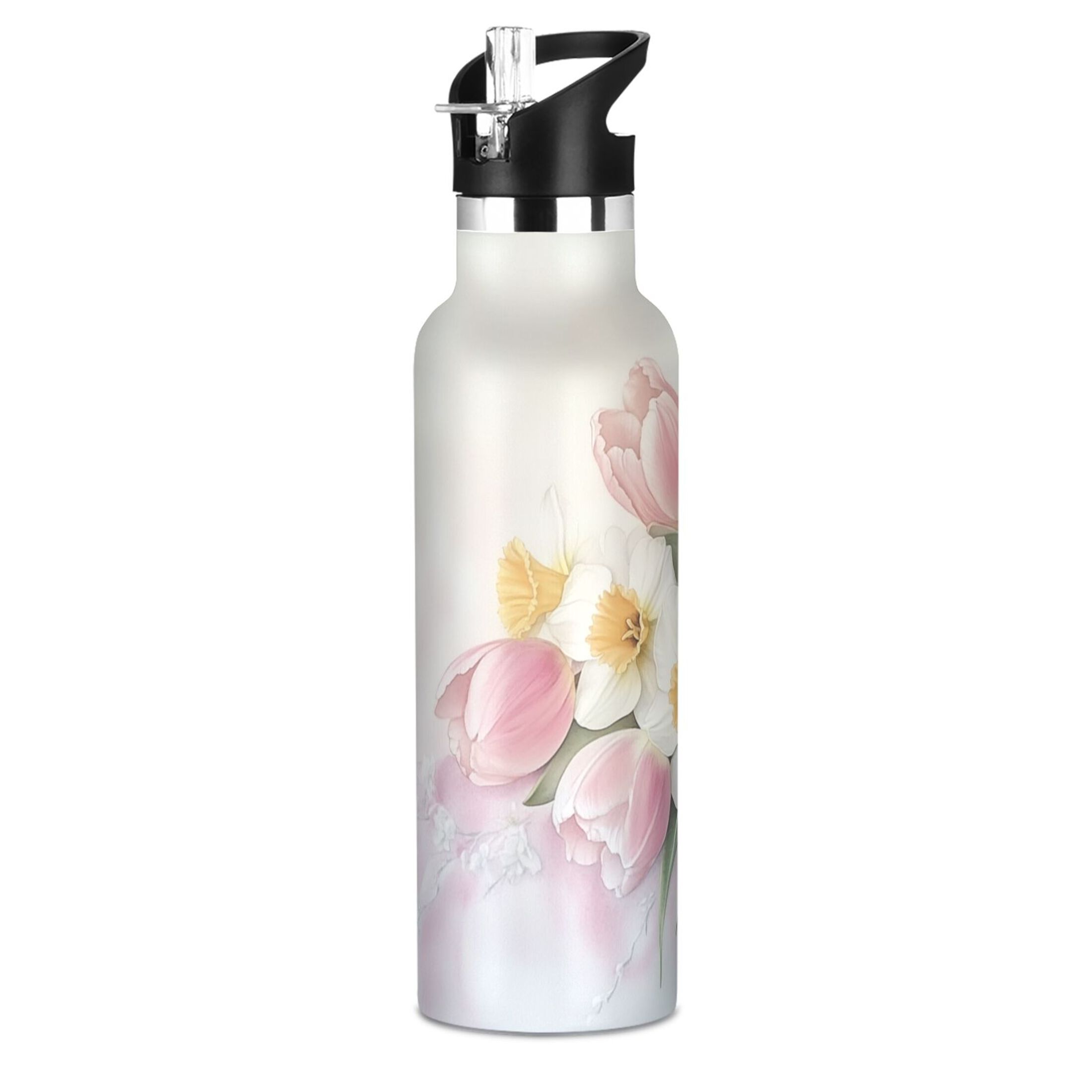 Kids Insulated Stainless Steel Sports Water Bottle 600ml (20oz) Tulips and Daffodils