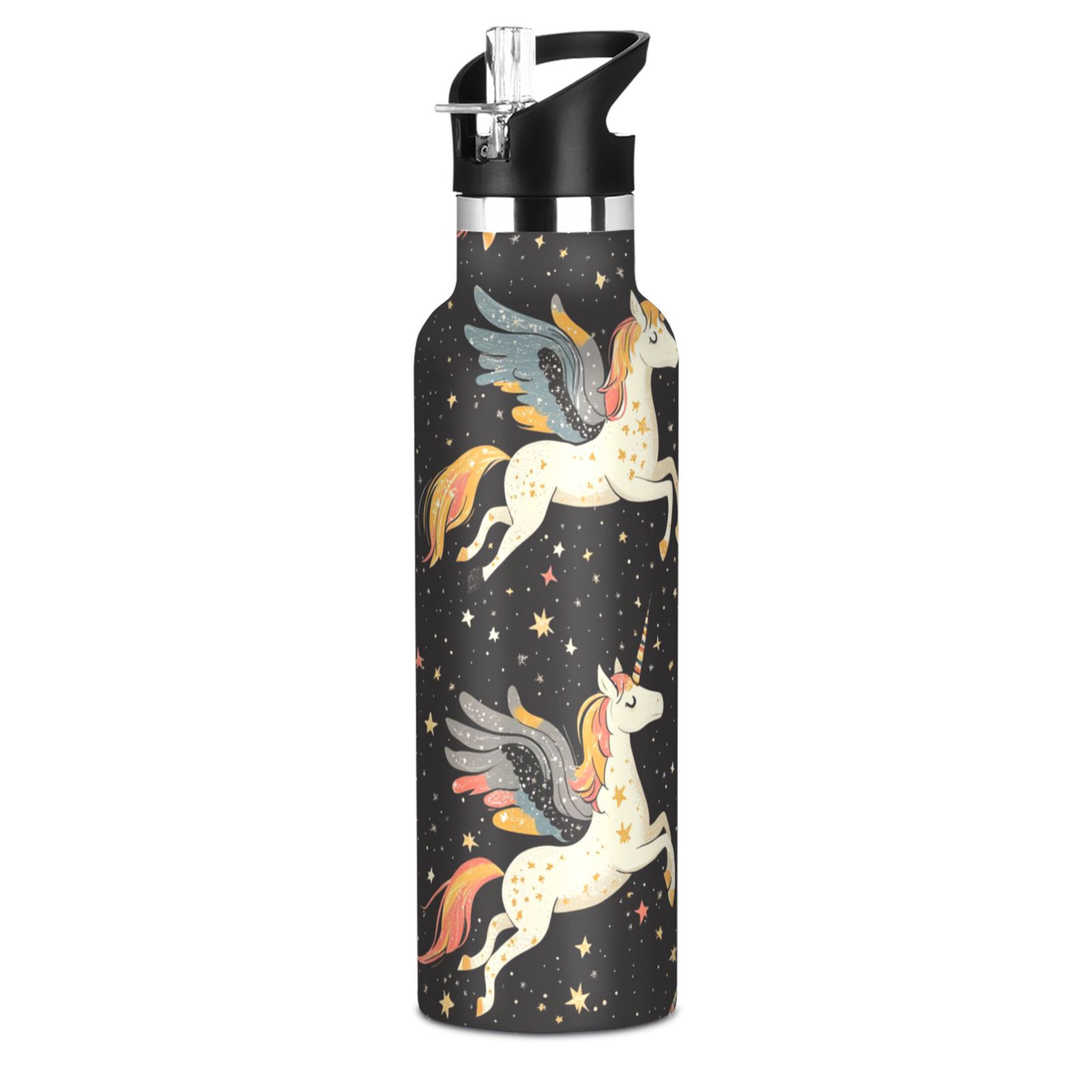 Kids Insulated Stainless Steel Sports Water Bottle 600ml (20oz) Unicorns with Wings