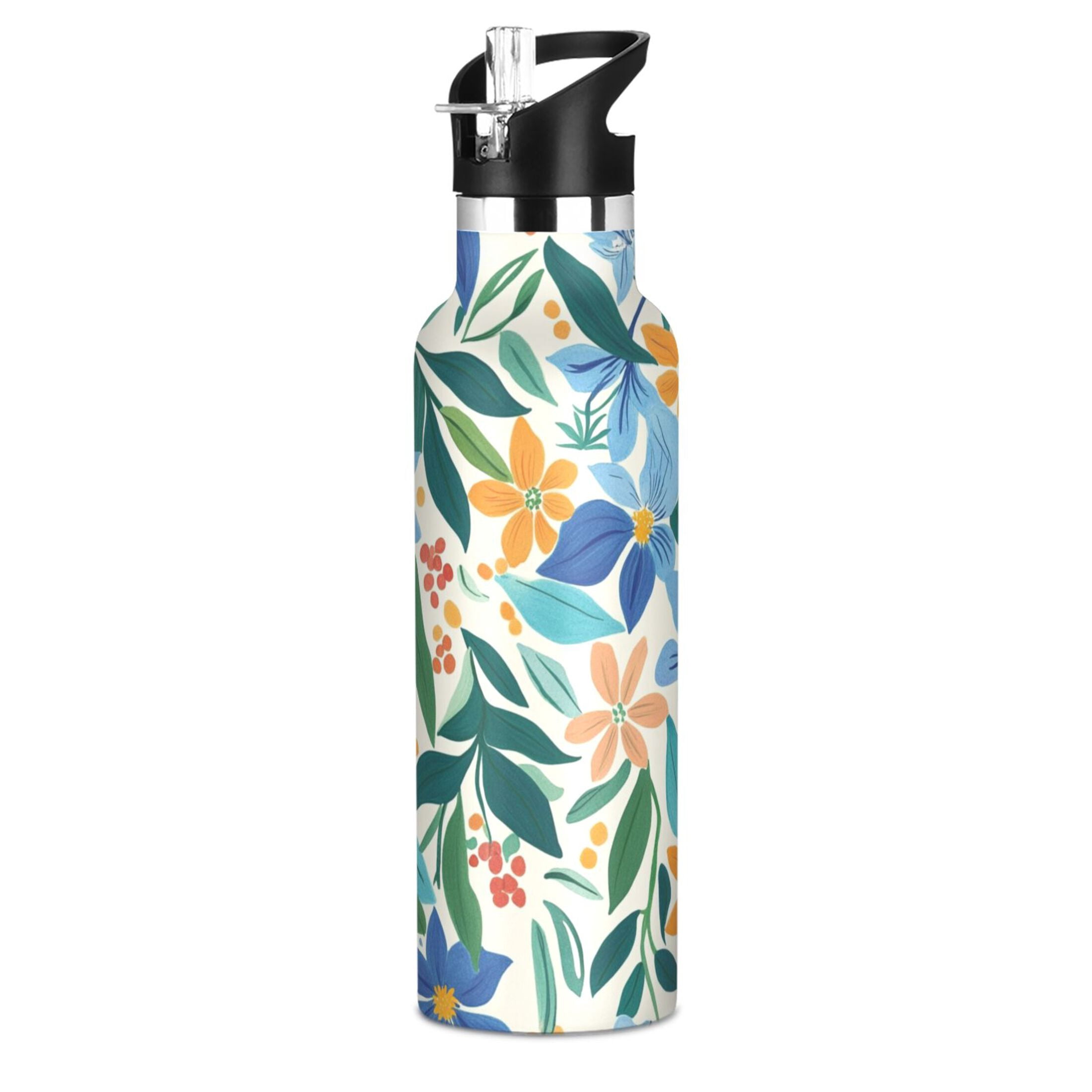 Kids Insulated Stainless Steel Sports Water Bottle 600ml (20oz) Various Color Flowers