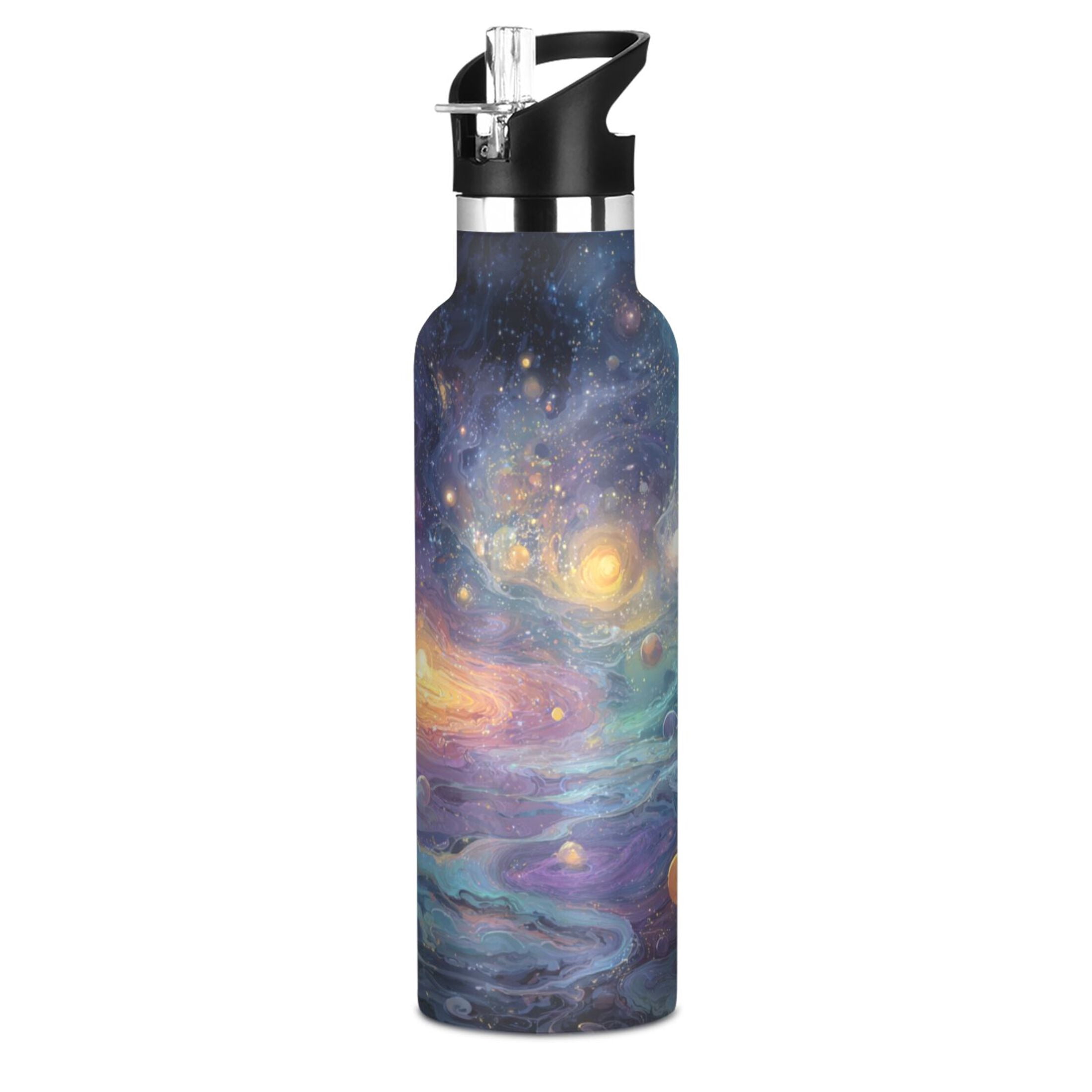 Kids Insulated Stainless Steel Sports Water Bottle 600ml (20oz) Vibrant and Colorful Universe