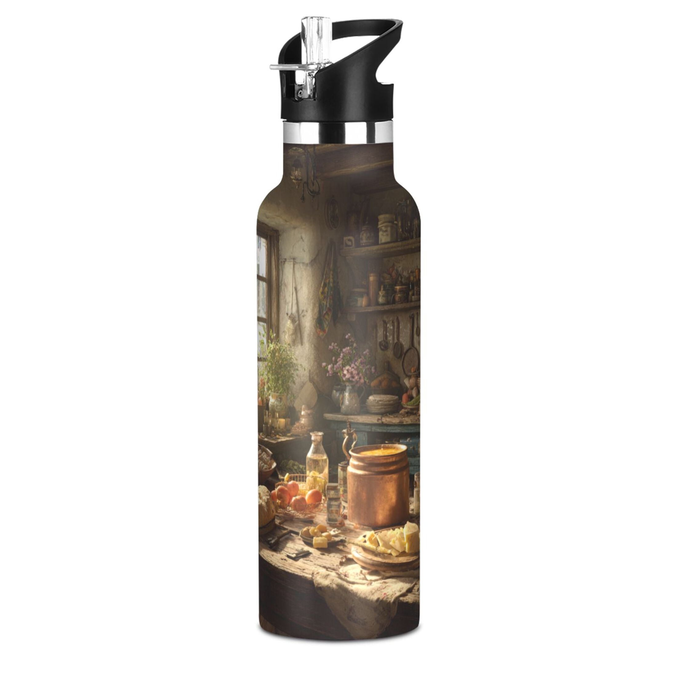 Kids Insulated Stainless Steel Sports Water Bottle 600ml (20oz) Vintage Kitchen Scene