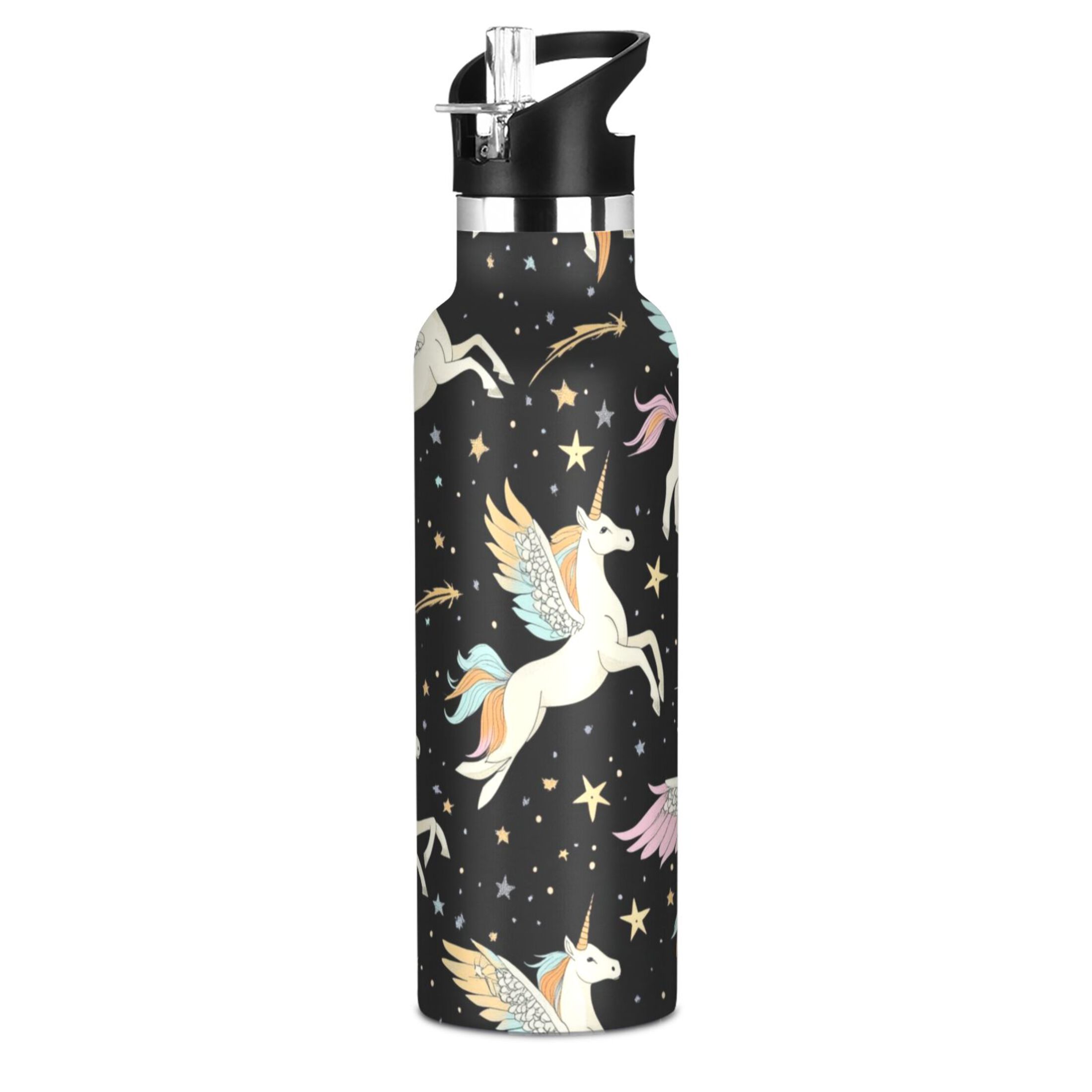 Kids Insulated Stainless Steel Sports Water Bottle 600ml (20oz) Winged Unicorns