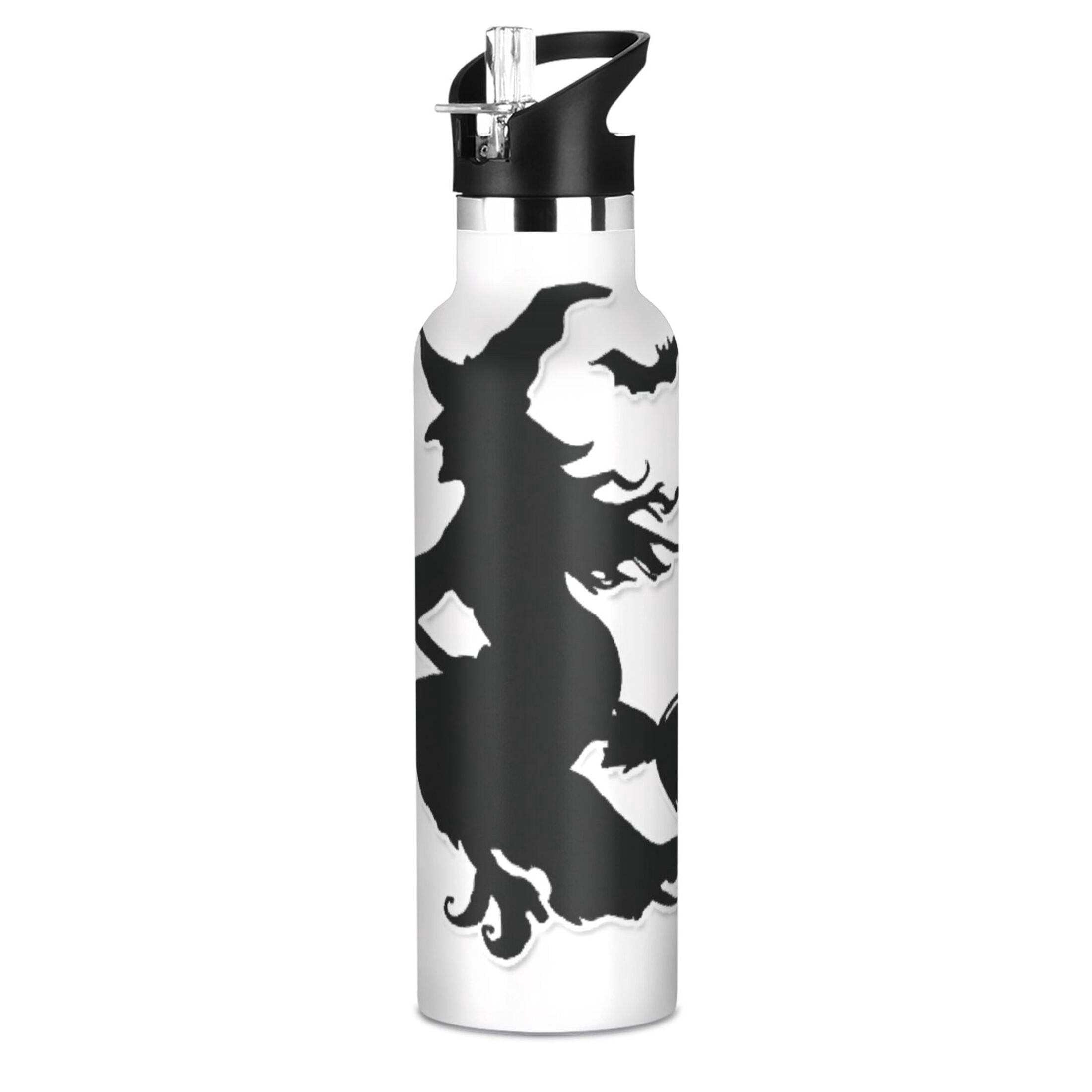 Kids Insulated Stainless Steel Sports Water Bottle 600ml (20oz) Witch Silhouette