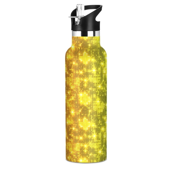 Kids Insulated Stainless Steel Sports Water Bottle 600ml (20oz) Yellow Abstract Light Spot