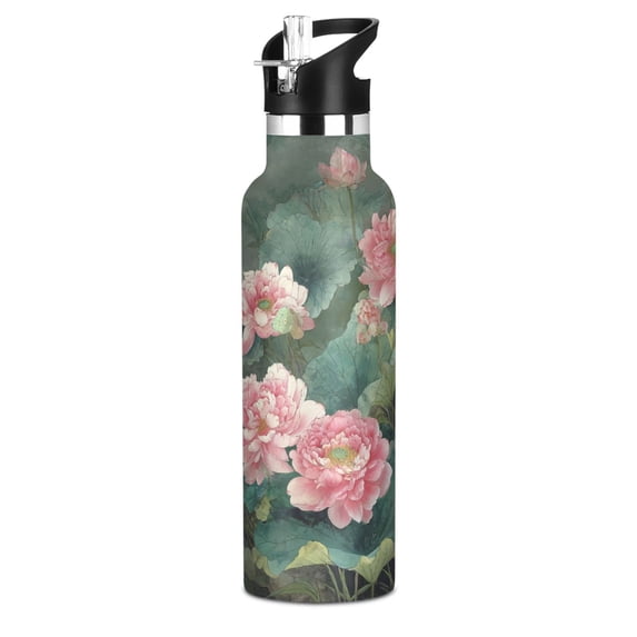 Kids Insulated Stainless Steel Sports Water Bottle 600ml Blossoming Lotus