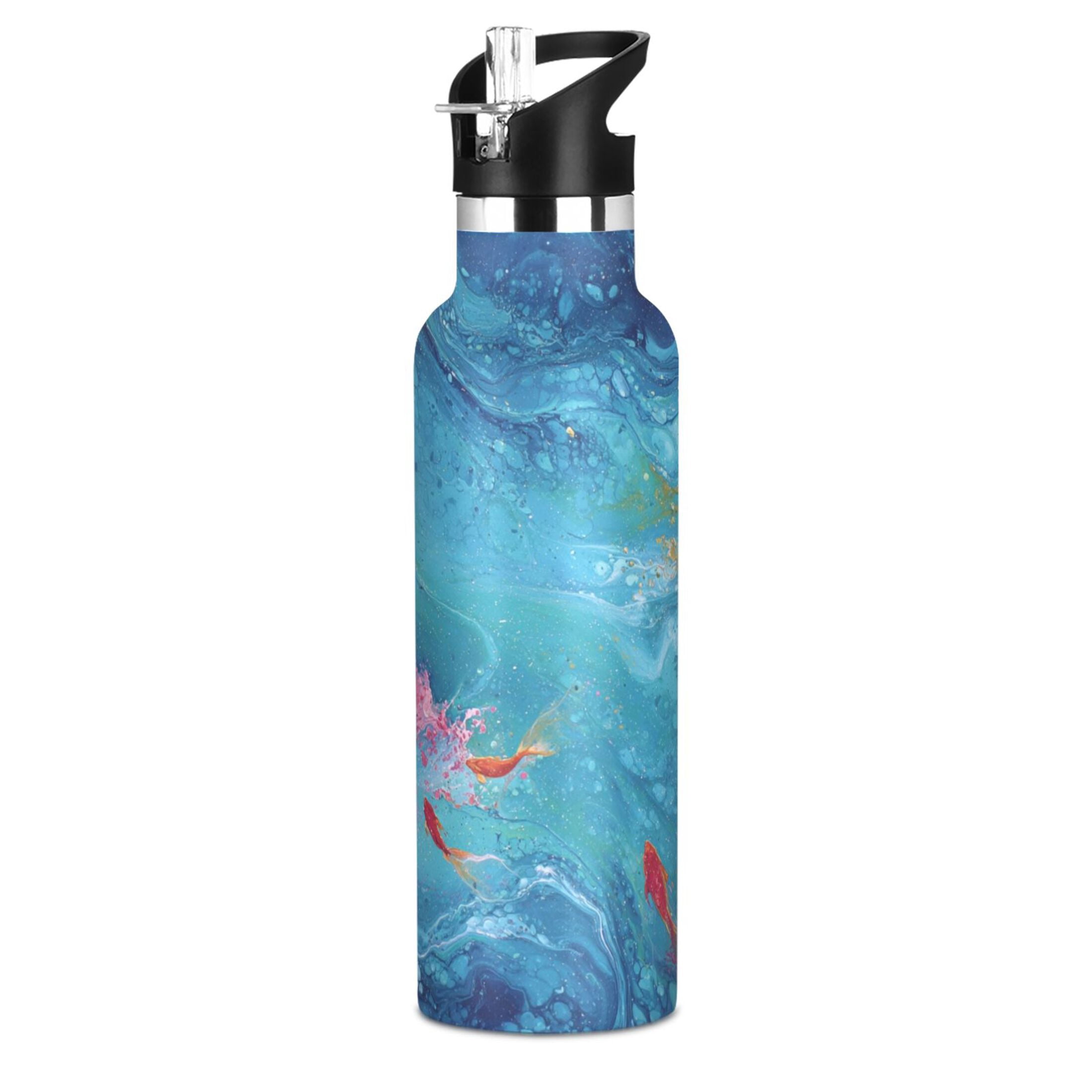 Kids Insulated Stainless Steel Sports Water Bottle 600ml Blue Vortex