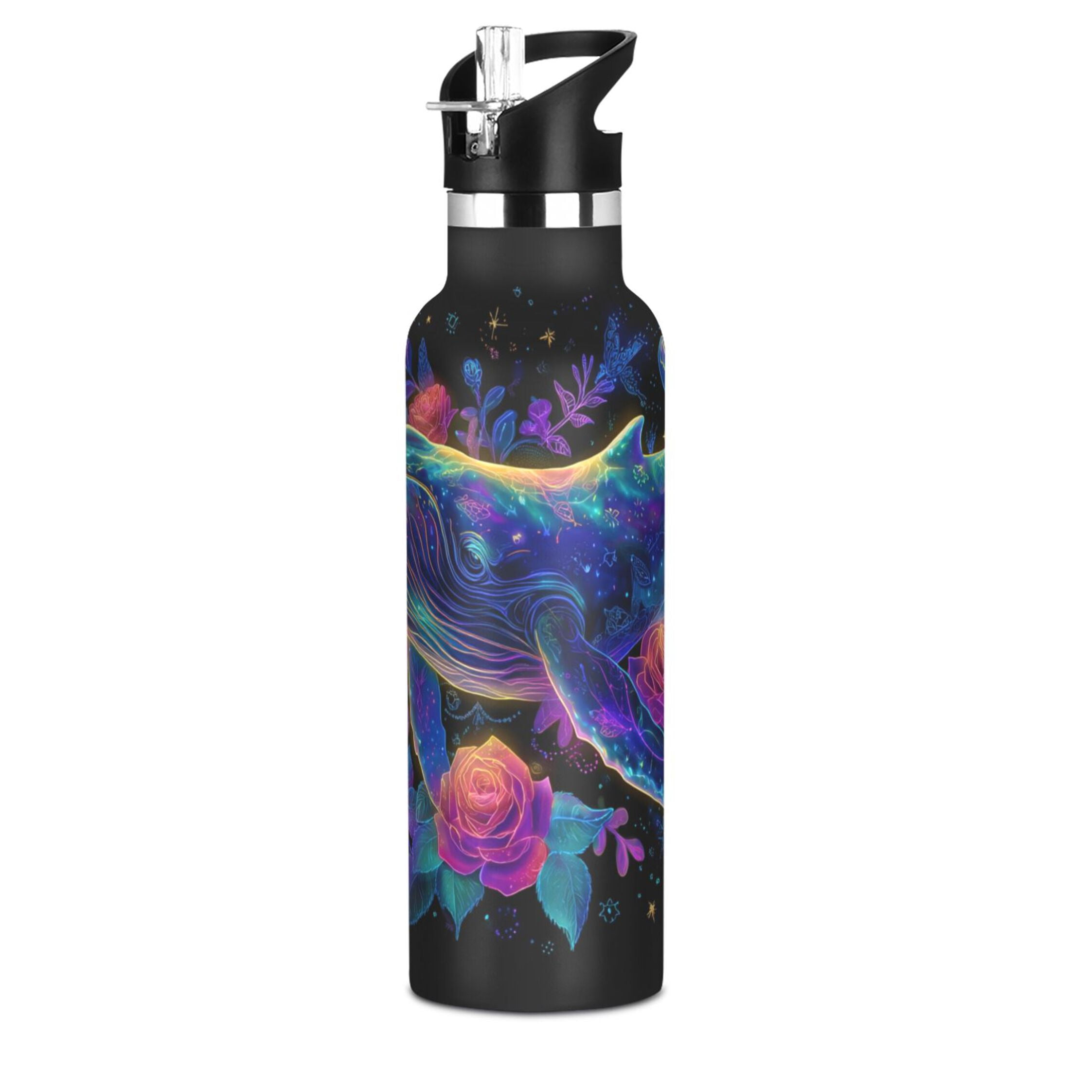 Kids Insulated Stainless Steel Sports Water Bottle 600ml Colorful Whale
