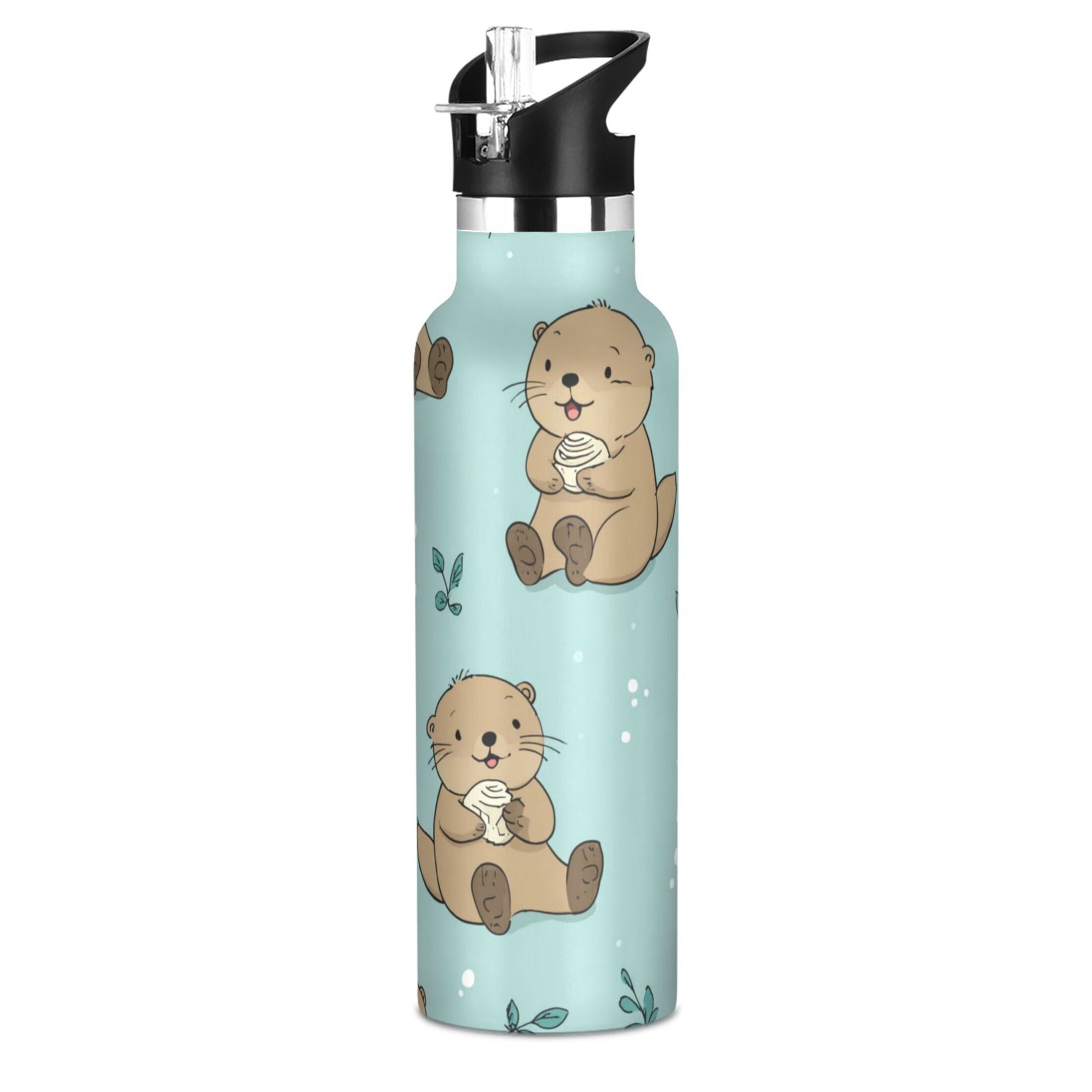 Kids Insulated Stainless Steel Sports Water Bottle 600ml Cute Otter Pattern