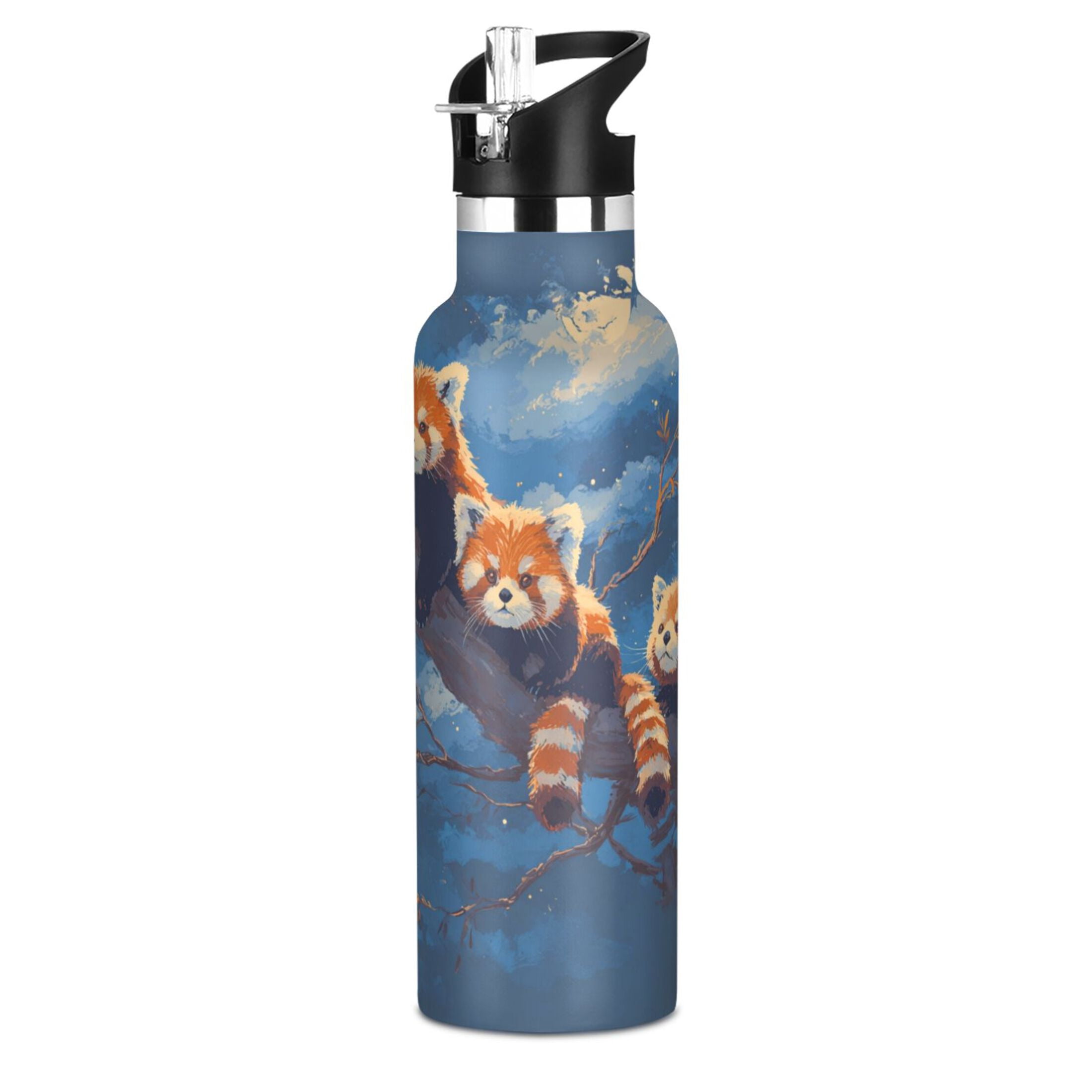 Kids Insulated Stainless Steel Sports Water Bottle 600ml Cute Red Panda