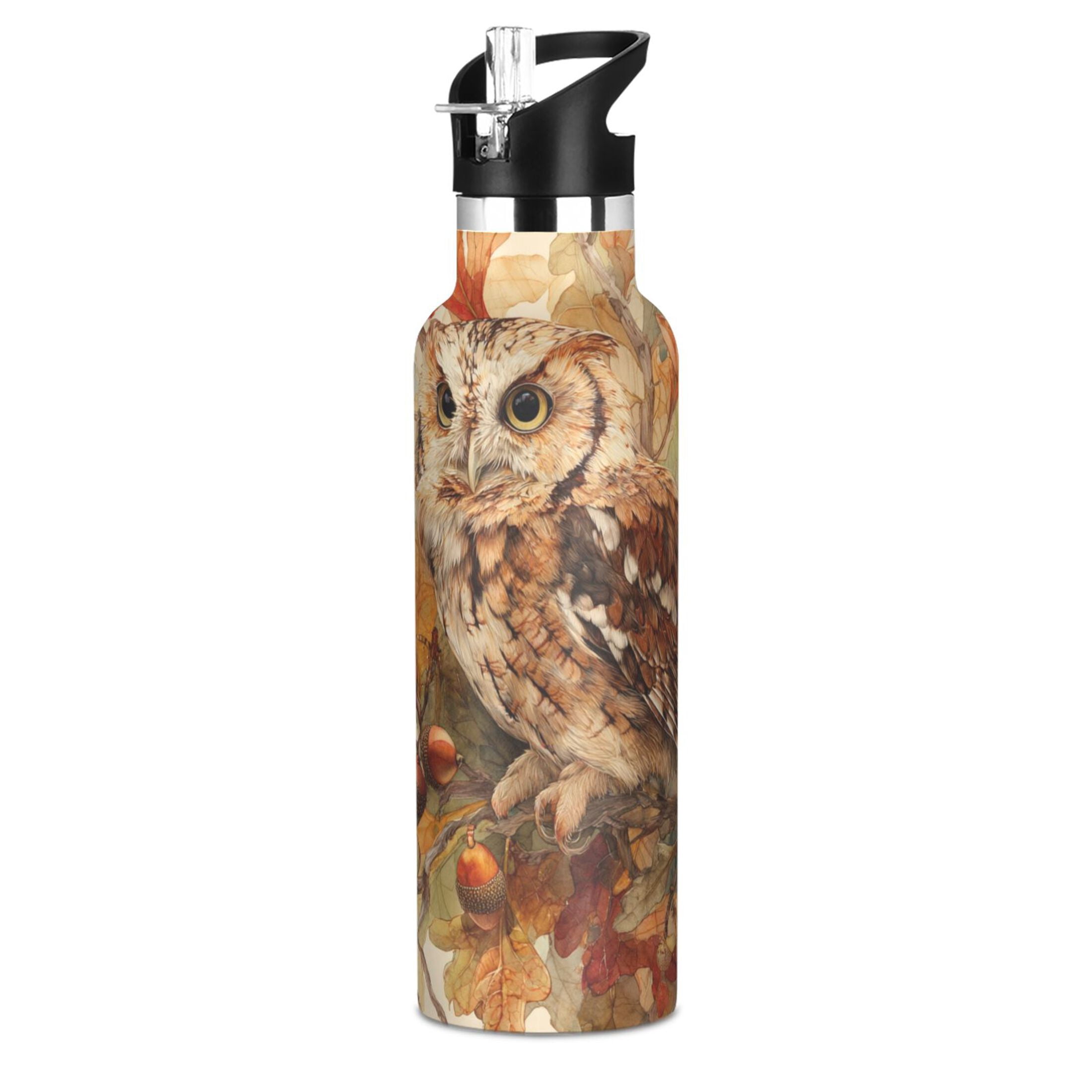 Kids Insulated Stainless Steel Sports Water Bottle 600ml Owl and Branch