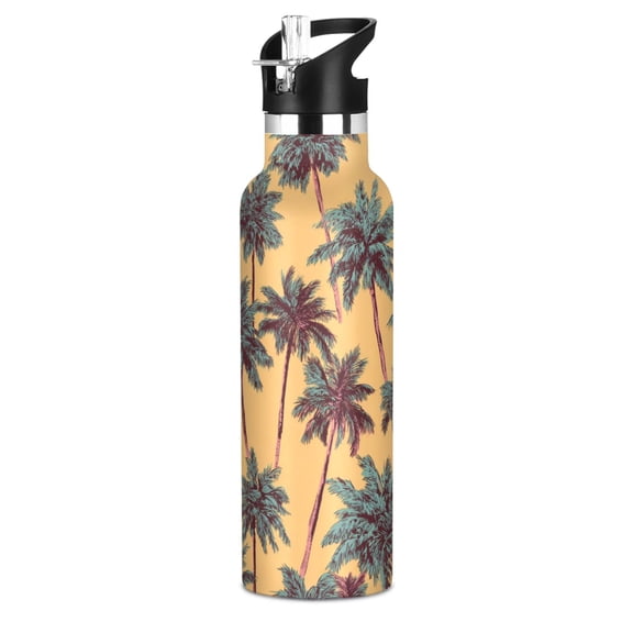 Kids Insulated Stainless Steel Sports Water Bottle 600ml Palm Trees Pattern