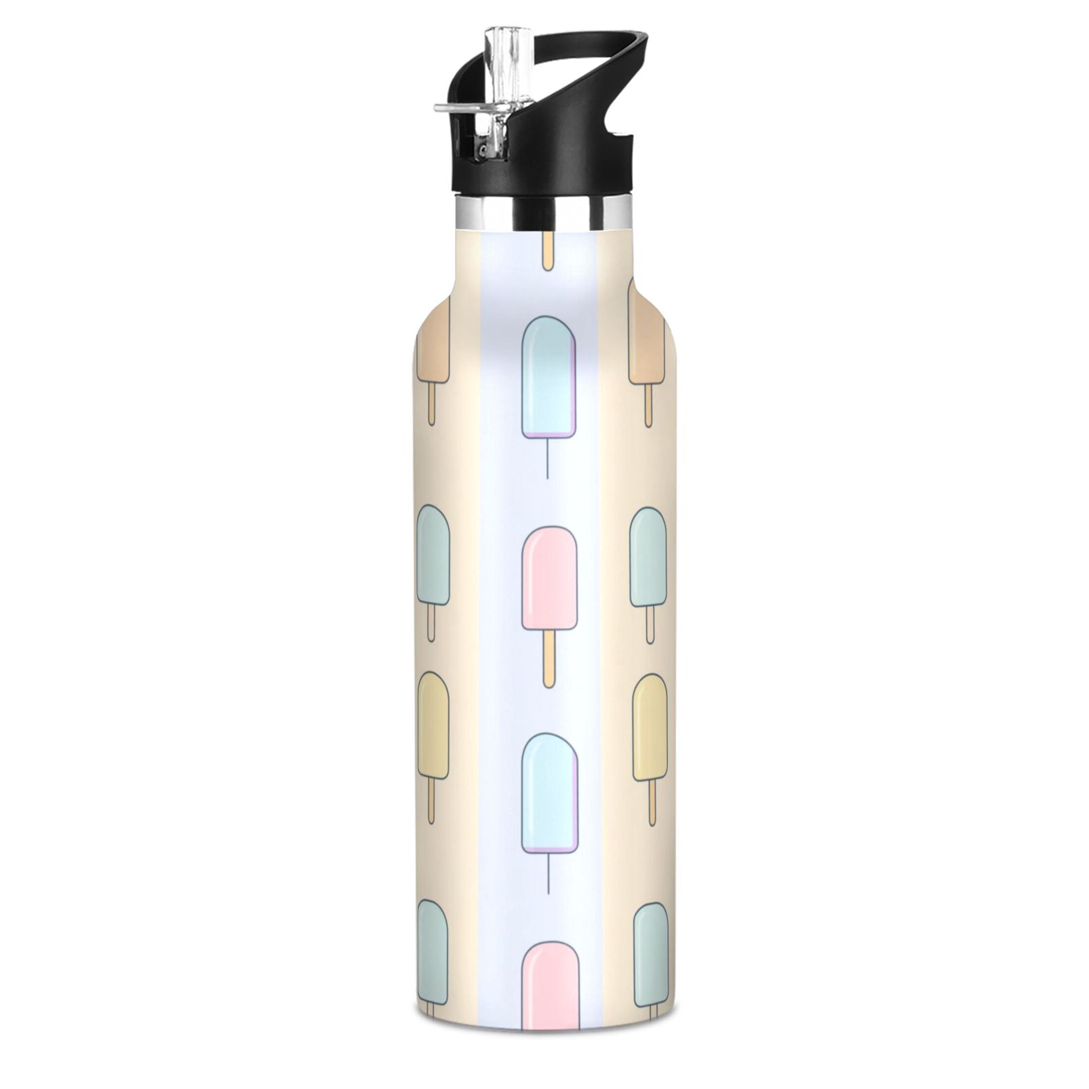 Kids Insulated Stainless Steel Sports Water Bottle 600ml Popsicle Pattern