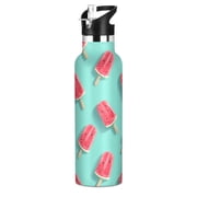Kids Insulated Stainless Steel Sports Water Bottle 600ml Watermelon Popsicle Pattern