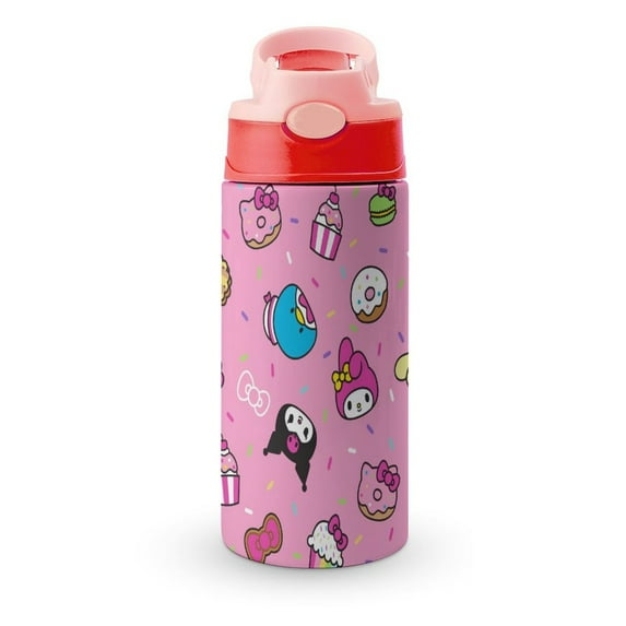 Kids Insulated Water Bottle - Hello Kitty 16.9 Oz Stainless Steel Travel Bottle with Straw, Double Wall Vacuum Insulated Water Bottles for Boys Girls