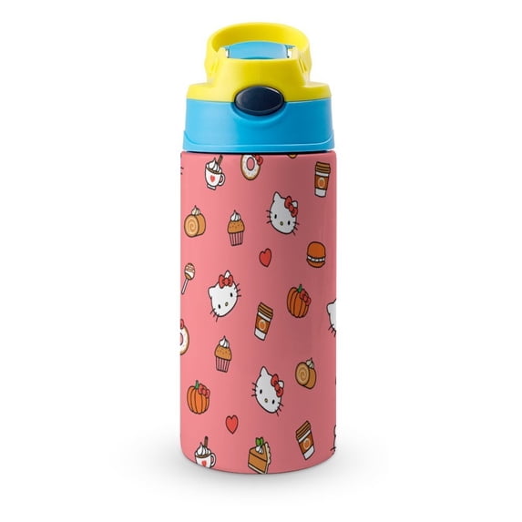 Kids Insulated Water Bottle - Hello Kitty 16.9 Oz Stainless Steel Travel Bottle with Straw, Double Wall Vacuum Insulated Water Bottles for Boys Girls