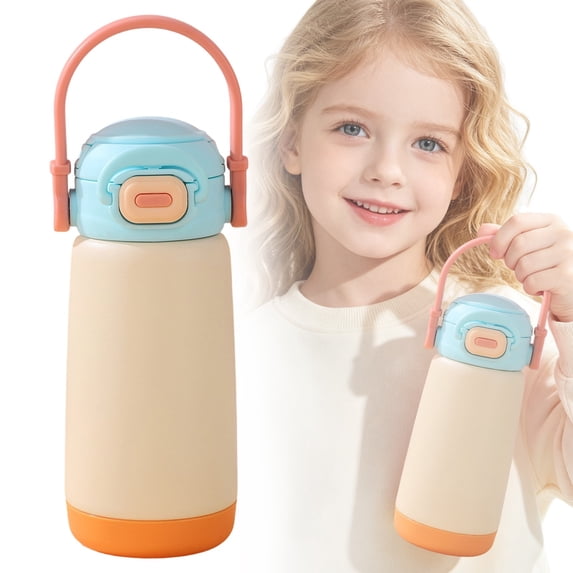 Kids Insulated Water Bottle | Oimcto 14oz 18/8 Stainless Steel Metal Bottle, Tumbler Leak Proof Double Wall Vacuum Kids Cup Toddler Water Bottle for School Boys Girls - D