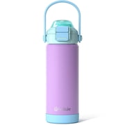 Kids Insulated Water Bottle with Straw & Spout 2-in-1 Lid, 18 oz Stainless Steel Tumbler with Handle, Leak-Proof Double Wall Vacuum Kids Cup for School Boys Girls, Purple