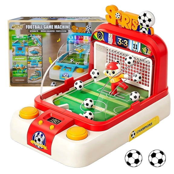 Kids Interactive Soccer Game Machine with Moving Goalkeeper, Lights & Sounds, Tabletop Football Toy for Boys Girls Ages 3+(RED)