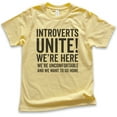 thumbnail image 1 of Kids Introverts Unite Shirt, Youth Kids Boy Girl T-Shirt, Uncomfortable And We Want To Go Home T-shirt Nerdy Tee, Yellow, X-Small, 1 of 4