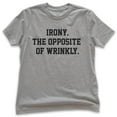 thumbnail image 1 of Kids Irony The Opposite Of Wrinkly Shirt, Youth Kids Boy Girl T-Shirt, Irony Shirt, Ironic Shirt, Pun Shirt, Dark Heather Gray, Large, 1 of 4