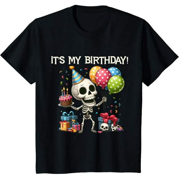 Kids It's My Birthday Party Halloween Skeleton Birthday Toddler T-Shirt
