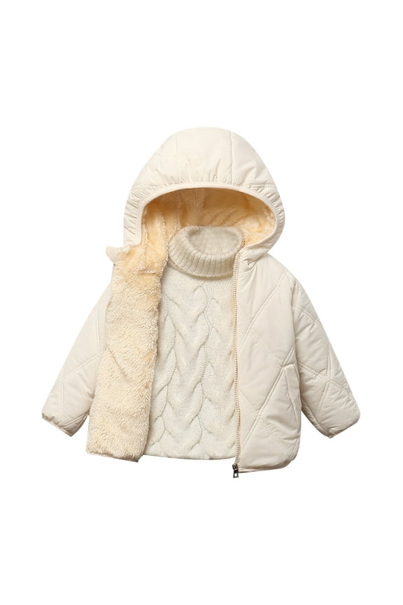 Kids Jacket,Autumn Winter Padded Children's Short Down Jacket for Boys Girls Baby Warm Quilted Outerwear for Chilly Days,Girls Jacket,Beige,12-18 Months