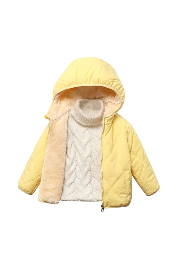 Kids Jacket,Autumn Winter Padded Children's Short Down Jacket for Boys Girls Baby Warm Quilted Outerwear for Chilly Days,Girls Jacket,Yellow,12-18 Months