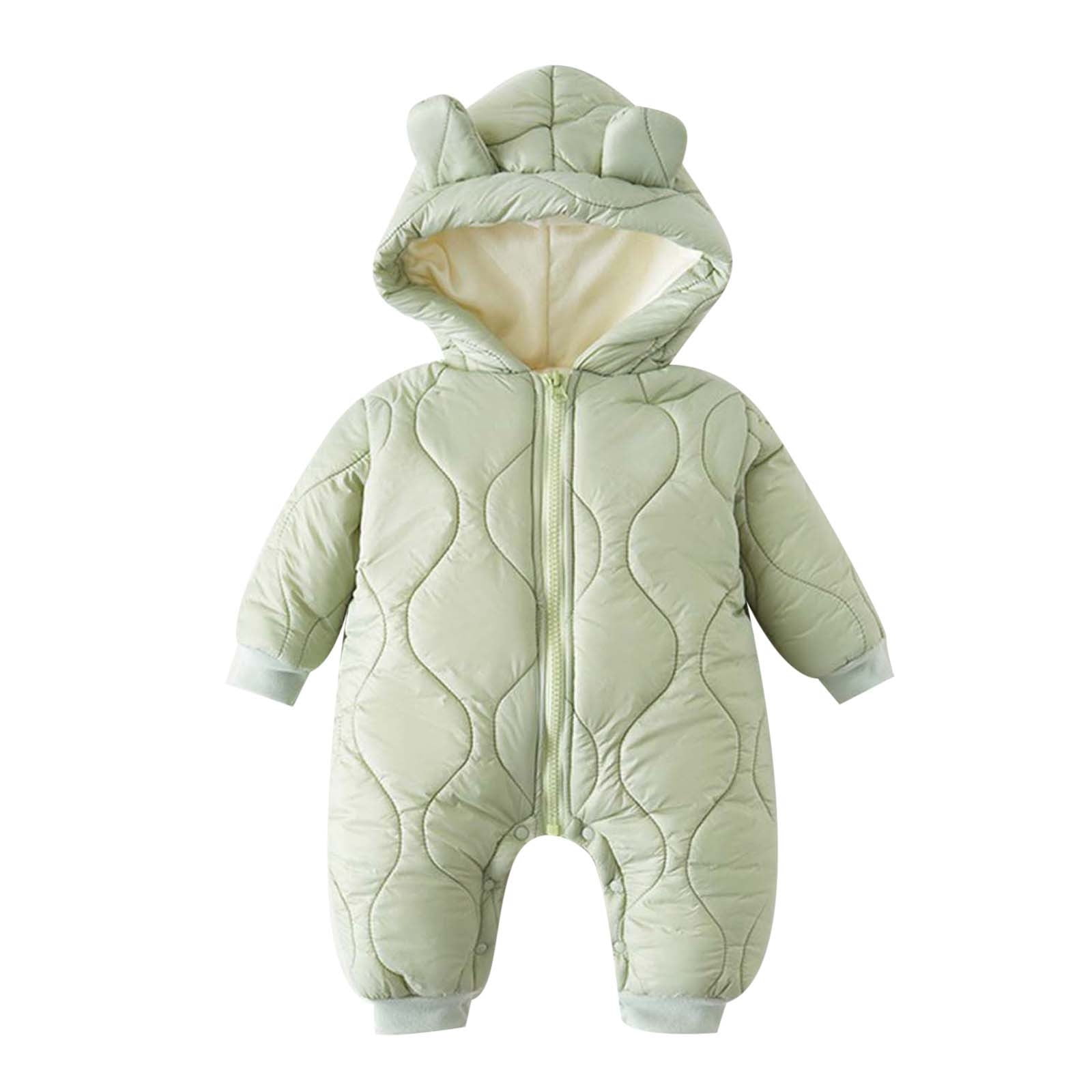 Kids Jacket,Baby Snowsuit Winter Jumpsuit for Boys Girls Hooded Jacket Coat One-Piece Outerwear for Snow Play,Girls Jacket,Green,0-3 Months