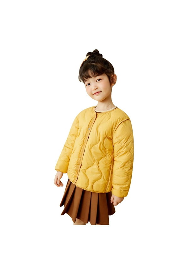 Kids Jacket,Boys Girls Down Coat Lightweight Down Jacket Zipper Fashion Winter Snowsuit for Children Warm Water-Resistant Outerwear,Girls Jacket,Yellow,5-6 Years