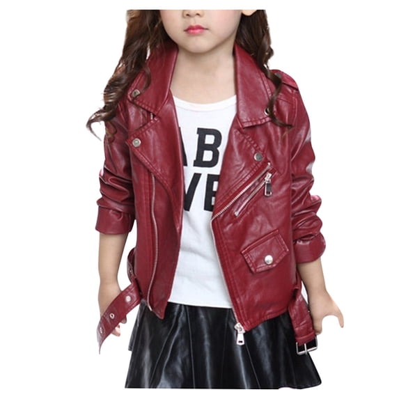 Kids Jacket,Children's Motorcycle Jacket Solid Color Zipper Coat for Kids Boy Girl Outerwear Biker Style Cool Look & Play,Winter Jacket,,8-9 Years