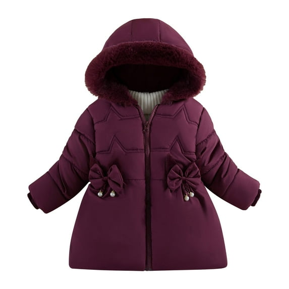 Kids Jacket,Children's Winter Padded Jacket Thickened Fashion Down Coat for Kids Boys Girls Warm Outerwear,Girls Jacket,Wine,12-18 Months