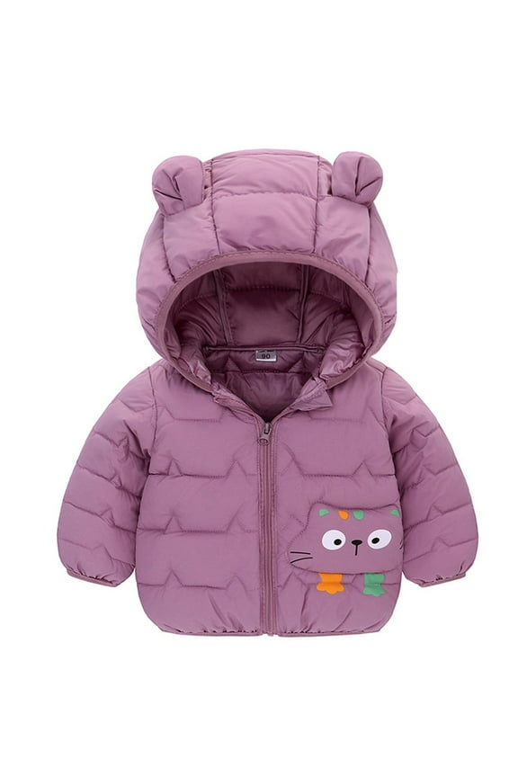 Kids Jacket Girl Boy Ultralight Winter Hooded Jacket Coat Kids Toddler Cartoon Puffer Down Outwear Fall Jackets For Girls Toddler Fall Jacket 12 Months-4 Years