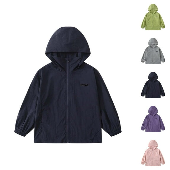 Kids Jacket Girl Jacket Girls Sun Jacket UPF50  Lightweight Hooded Coat For Outdoor Activities Casual Wear Windbreaker For Kids