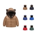 thumbnail image 1 of Kids Jacket Girl Jacket Toddler Boys Girls Winter Coat Bear Ears Hooded Jacket Reversible Wear Thicken Windproof Zipper Warm Outwear, 1 of 4