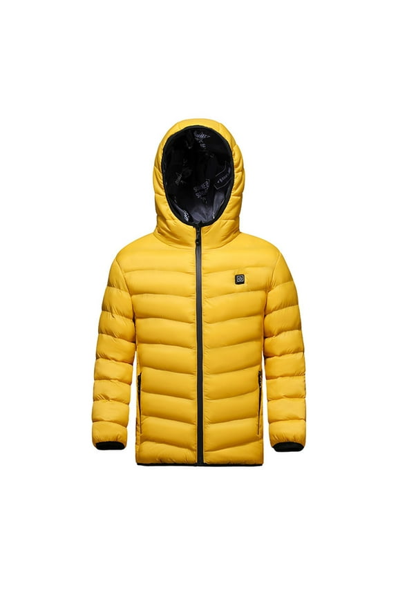 Kids Jacket,Girls Boys Electric Heating Jacket Winter Warm Smart Heated Jacket Outwear Battery Not Included for Tech Wear,Girls Jacket,Yellow,5-6 Years