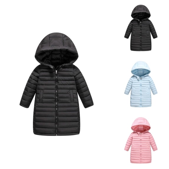 Kids Jacket Girls Coats Kids Long Down Coat Girls Zipper Hooded Jacket Boy's Lightweight Children Winter Jackets Outwear