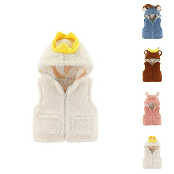 Kids Jacket Girls Jacket Baby Unisex Cotton Solid Autumn Solid Cute Warm Hooded Vest Coat Clothes