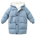 thumbnail image 1 of Kids Jacket,Girls Down Jacket Thick Quilted Mid-Length Winter Coat for Kids Warm Hooded Outerwear for Freezing Weather,Girls Jacket,Sky Blue,12-18 Months, 1 of 6