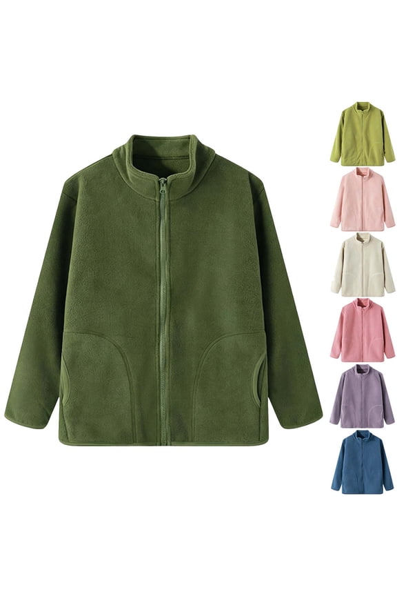 Kids Jacket Kids Fashion Solid Color Long Sleeve With Pocket Warm Zipper Coat for Girls And Boys Blue 1-2 Years