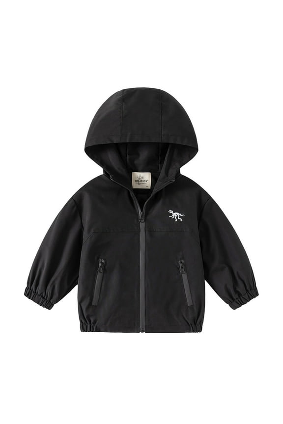 Kids Jacket Kids Toddler Boys Spring New Thin Hooded Casual Windbreaker Jacket Boys Coats Black 12 Months-18 Months