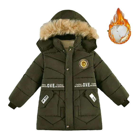 Kids Jacket Kids Winter Coat with Pocket Zipper Long Sleeve Windproof Winter Down Coat for Teen 8-9 Years