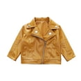 thumbnail image 1 of Kids Jacket,Short Baby Outwear Turn Down Collar Jacket Coat for Kids Autumn Winter Leather Clothes Girls Toddler Stylish Layer,Girls Jacket,Yellow,2-3 Years, 1 of 4