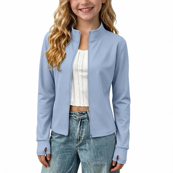 Kids Jacket, Solid Color, Stand Collar and Zipper, School And Weekend ...